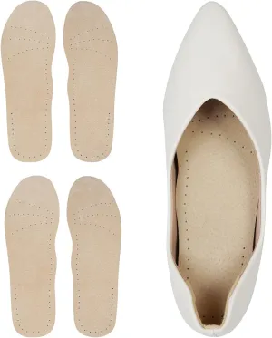 2 Pairs Pigskin Sockless Insoles|Barefoot Cushion Pads|Absorbs Sweat & Controls Odor|Wear Without Socks|Extra Thin Dress Shoes Inserts Women for High Heels Flats Sneakers Large 10-12 Size