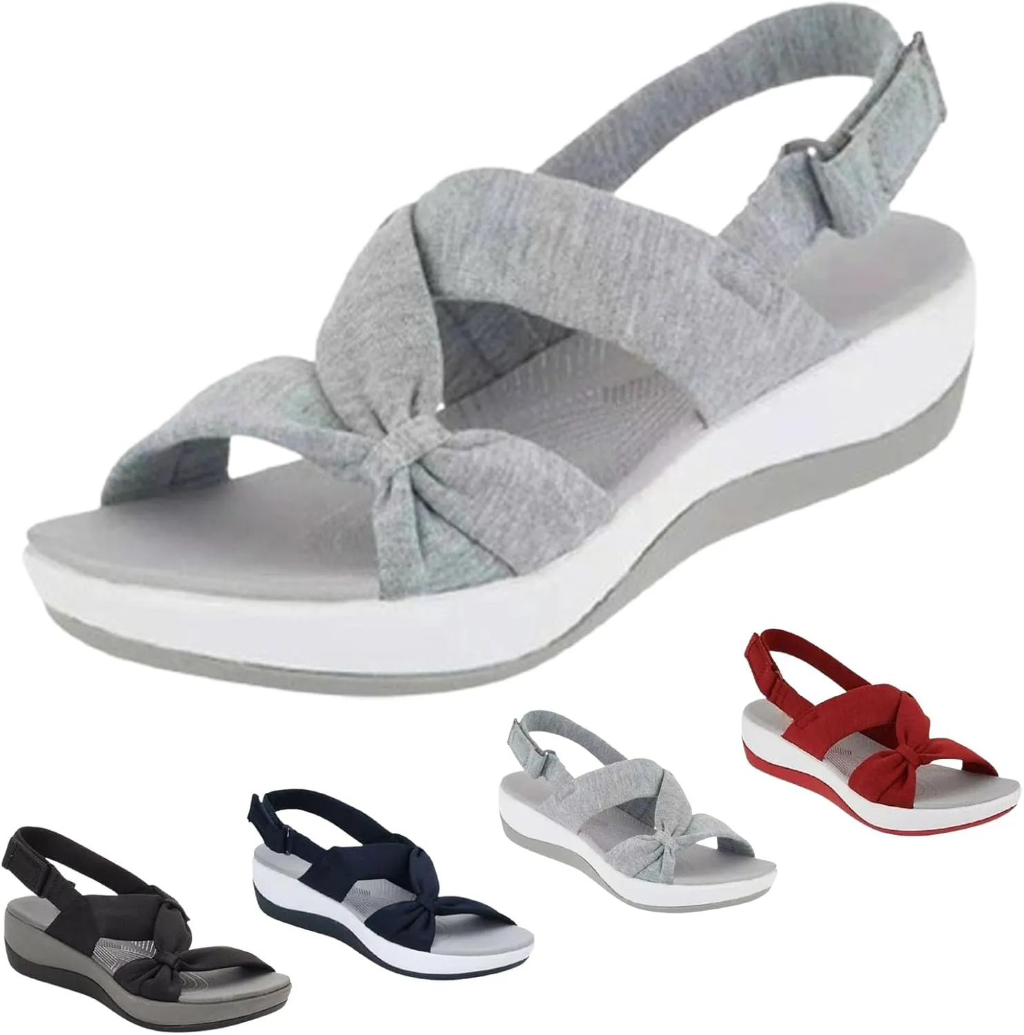 2024 New Women's Comfortable Orthopedic Arch Support Shoes Summer Casual Orthotic Low Platform Wedges Sandals with Back Strap Cute Dress Walking Sandals