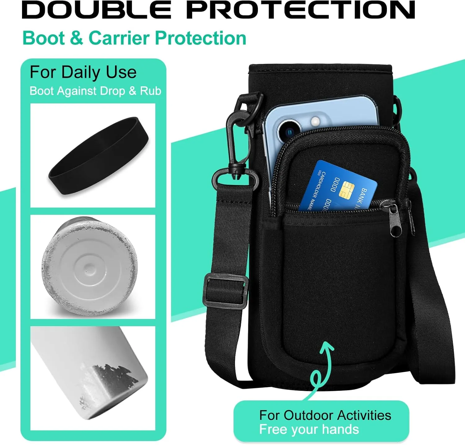 32/40/64/128 oz Insulated Water Bottle with straw & Spout Lids Keep Cold 48H Hot 24H, Large Water Flask Bottle with Shoulder Carrier Bag, Paracord Handle & Boot for Gym, Workout & Beach