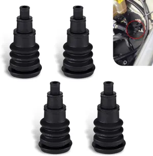 4 PCS Car Rubber Cable Harness Outlet Sleeve, High Temperature Resistant Distribution Box Coil Corrugated Protective Cover, Firewall Boots Grommets Accessories, Universal for Cars (Black)