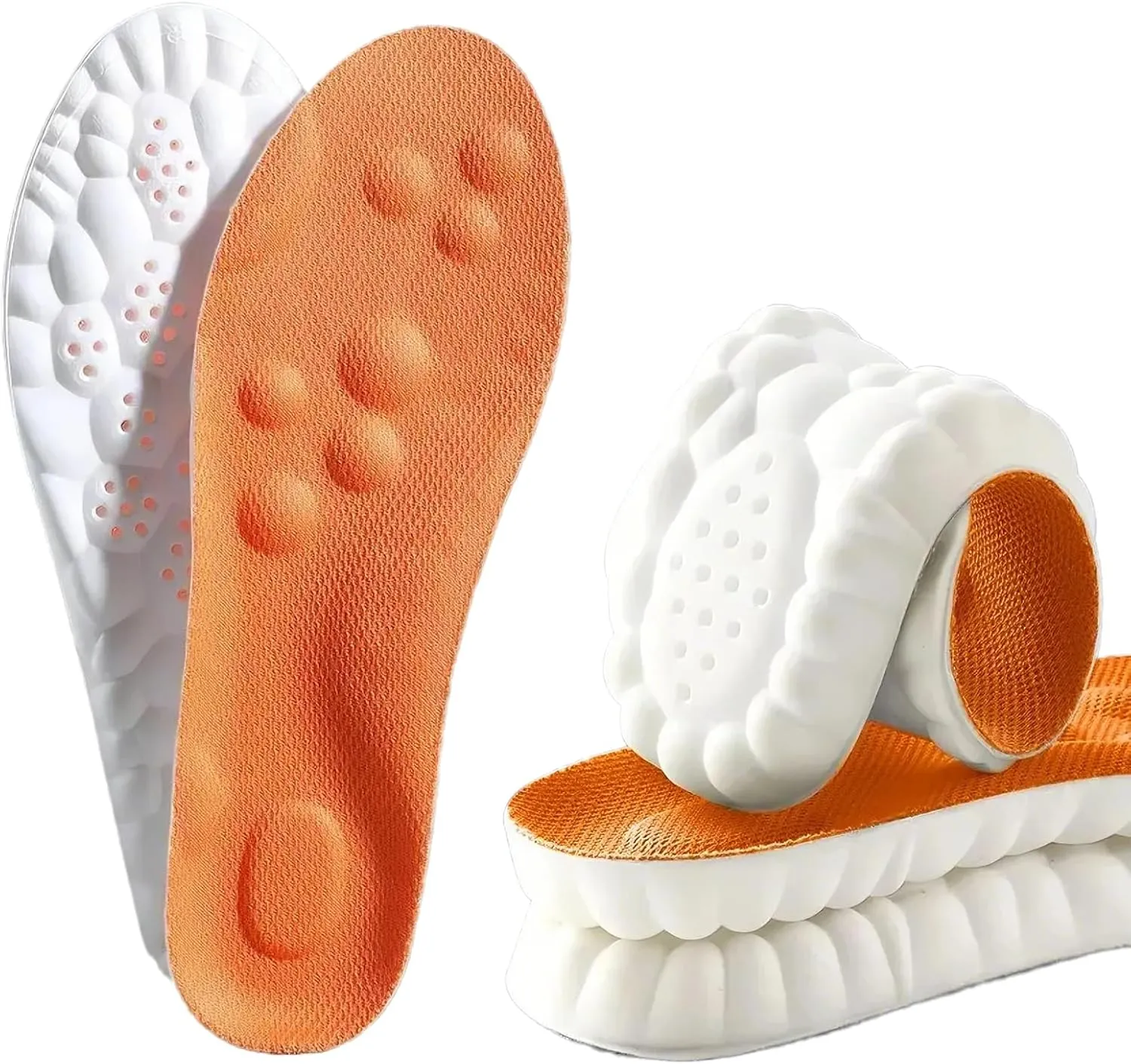 4D Cloud Soles Memory Foam Insoles for Men/Women - Arch Support Shoe Inserts with Acupressure Massage Foot Pain Relief & Fatigue Reduction for Sports/Running(US-Men-6.5-11)
