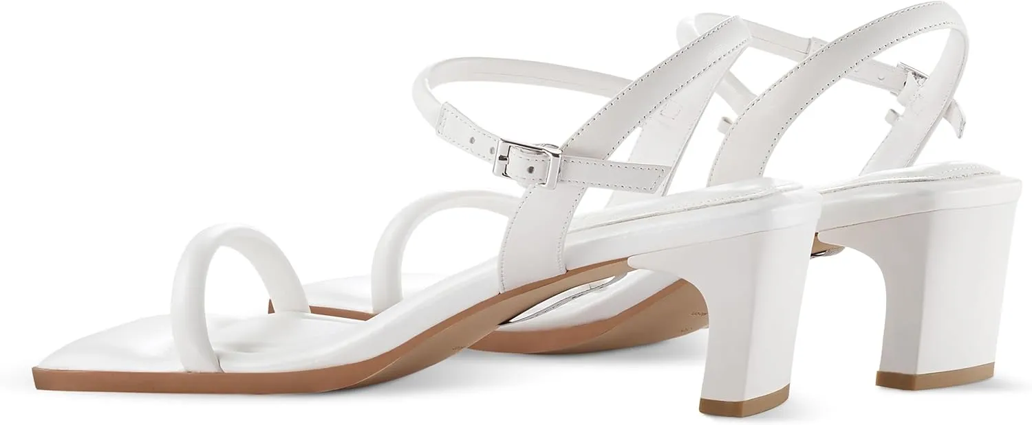 7or9 Women Sandals Comfortable Air-touch Foam Square Toe Ankle Straps Heels Sandals Women Dressy Sofa Sandals - Black, White, Brown, Grey