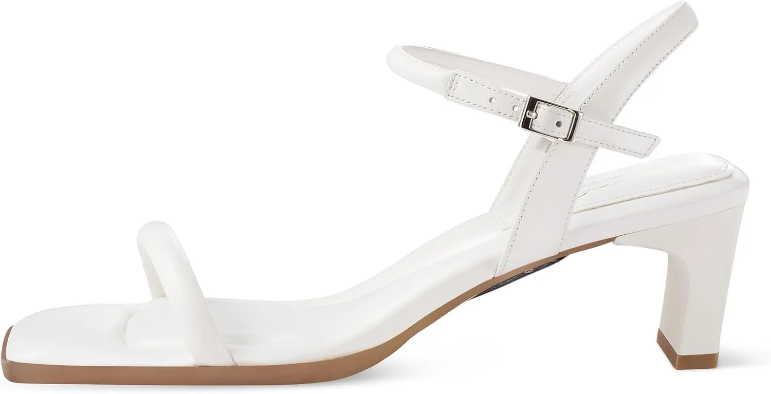 7or9 Women Sandals Comfortable Air-touch Foam Square Toe Ankle Straps Heels Sandals Women Dressy Sofa Sandals - Black, White, Brown, Grey