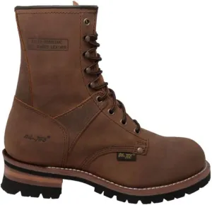Ad Tec 9in Logger Full Grain Oiled Leather Work Boots for Men - Plain Soft Toe & Shock Absorbing Non Slip Rubber Lug Sole