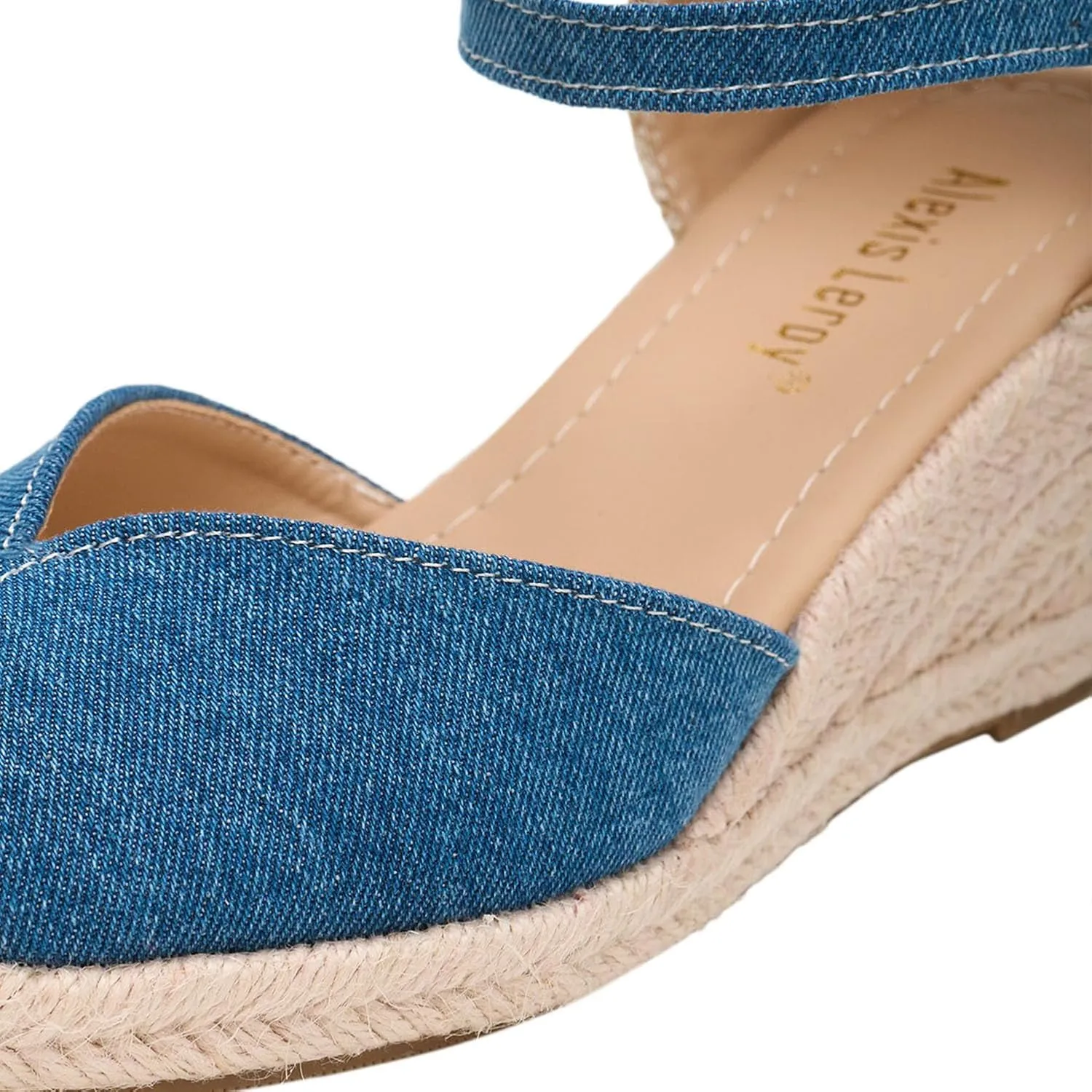 Alexis Leroy Women's Open Toe Comfortable Ankle Strap Espadrilles Wedge Sandals