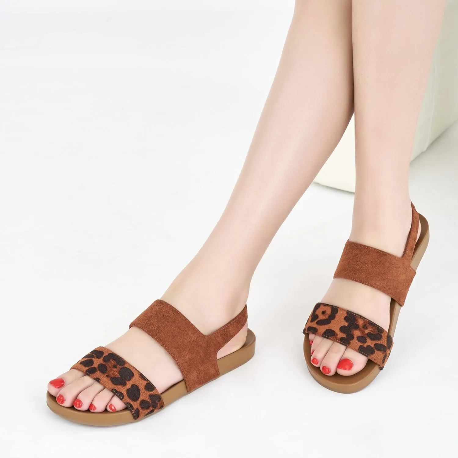 Alicegana Womens Sandals Dressy Comfortable: Summer Elastic Ankle Strap Flat Shoes Walking Beach Sandals for Women 2025