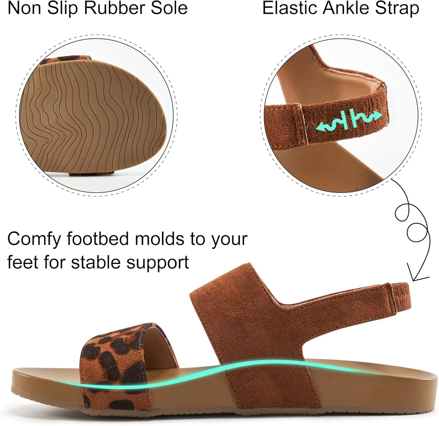 Alicegana Womens Sandals Dressy Comfortable: Summer Elastic Ankle Strap Flat Shoes Walking Beach Sandals for Women 2025