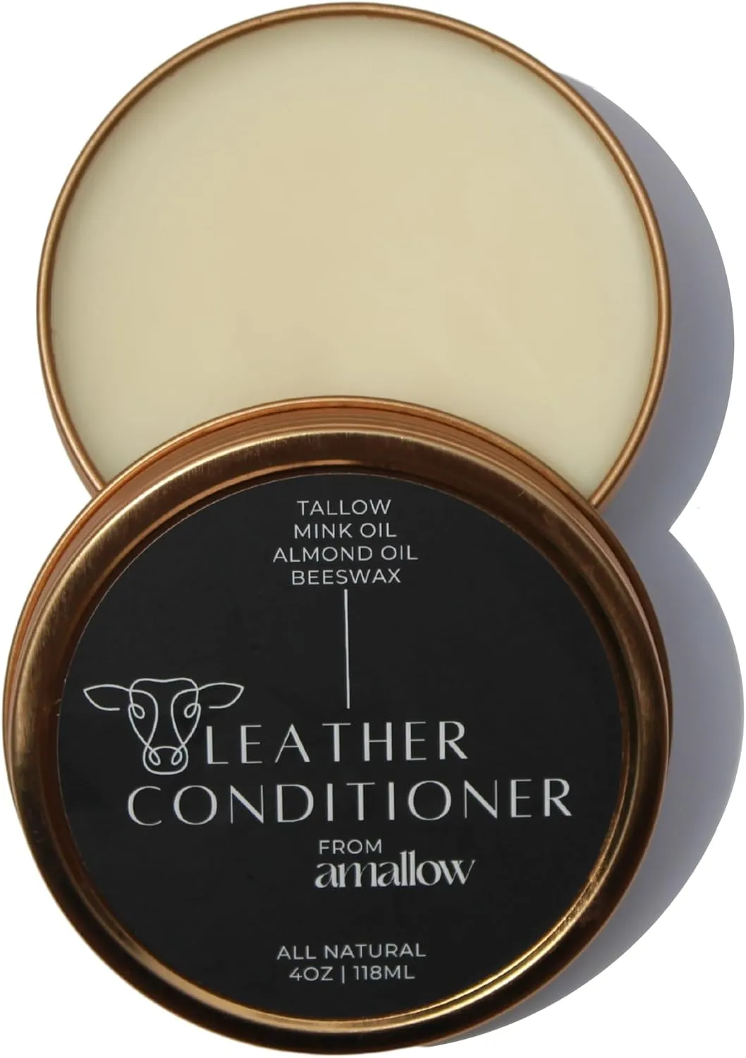All Natural Leather Conditioner Balm - Made with Mink Oil, Tallow, & Beeswax, Protects, Softens Restores and Waterproofs Leather Shoes, Boots, Bags, Furniture (4 Oz)