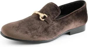 Amali Aller, Mens Casual Shoes - Loafers Men Slip on Shoes - Man Made Velvet Men's Slippers with Metal and Knitted Buckle - Mens Tuxedo Shoes