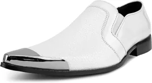 Amali Davis - Men's Dress Shoes, Exotic Patent Loafers for Men - Gun Metal Metallic Tip Smoking Slippers, Dress Shoes for Men - The Original, Designer Shoes