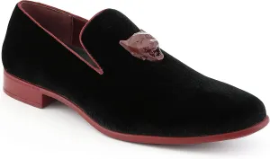 Amali King - Men's Slippers - Mens Loafers - Designer Shoes for Men - Tuxedo Shoes - Velvet Loafers Men - Embossed Paisley Pattern, Satin Band and Trim
