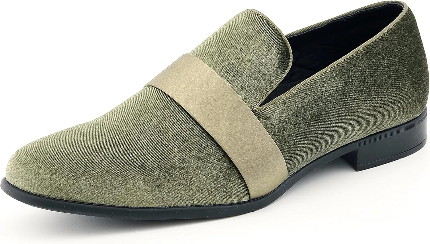 Amali King - Men's Slippers - Mens Loafers - Designer Shoes for Men - Tuxedo Shoes - Velvet Loafers Men - Embossed Paisley Pattern, Satin Band and Trim