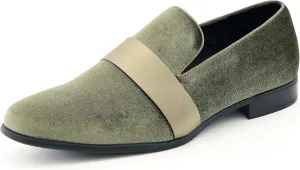 Amali King - Men's Slippers - Mens Loafers - Designer Shoes for Men - Tuxedo Shoes - Velvet Loafers Men - Embossed Paisley Pattern, Satin Band and Trim