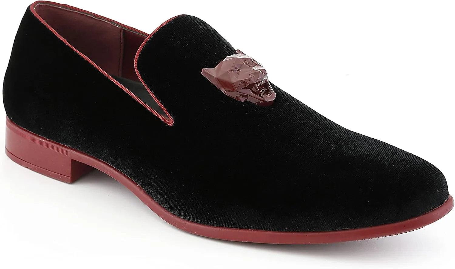 Amali King - Men's Slippers - Mens Loafers - Designer Shoes for Men - Tuxedo Shoes - Velvet Loafers Men - Embossed Paisley Pattern, Satin Band and Trim