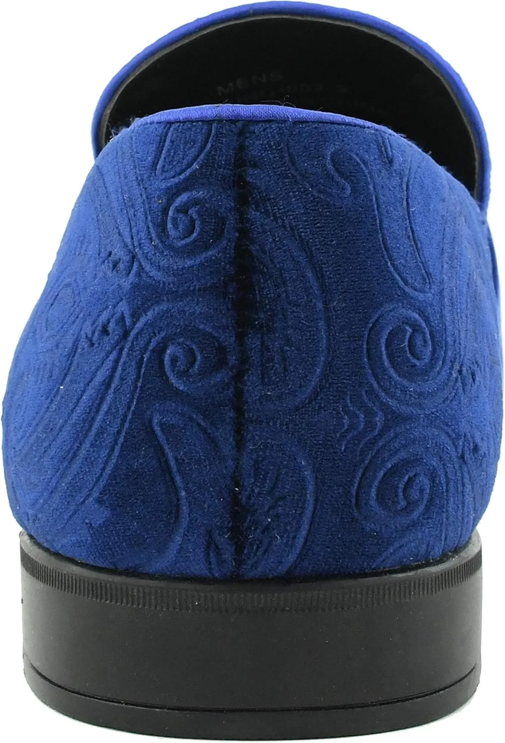 Amali King - Men's Slippers - Mens Loafers - Designer Shoes for Men - Tuxedo Shoes - Velvet Loafers Men - Embossed Paisley Pattern, Satin Band and Trim