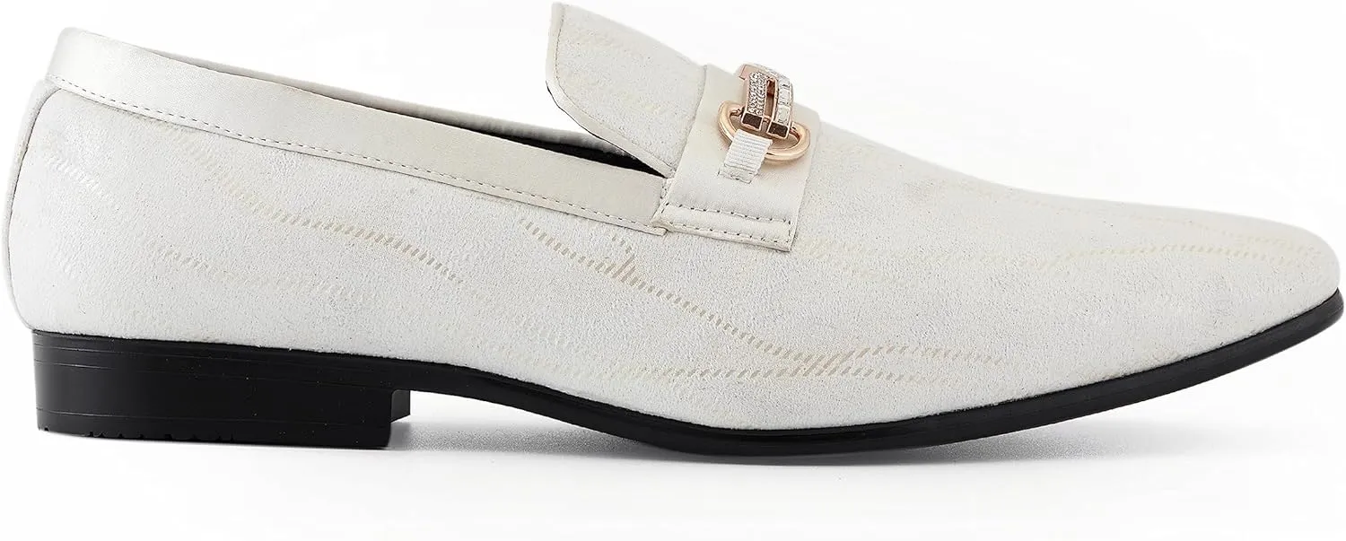 Amali King - Men's Slippers - Mens Loafers - Designer Shoes for Men - Tuxedo Shoes - Velvet Loafers Men - Embossed Paisley Pattern, Satin Band and Trim
