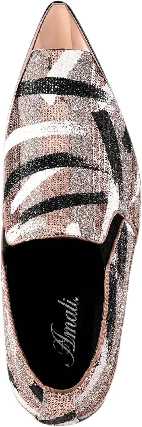 Amali Sparkling Smoking Slipper with Metal Tip - Men's Dress Shoes - Party Loafers for Men - Metallic Loafers for Men - Mens Disco Shoes - Designer Shoes