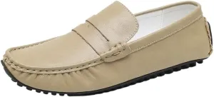 Anti-Slip Comfortable Fashion Outdoor Slip On Mens Loafers Solid Color Leather Driving Flat Heel Loafers