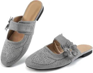Aomigoct Mules for Woman Flats Comfortable: Round Toe Slip On Womens Mules Casual Fashion Work Shoes