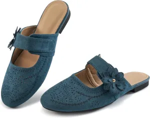 Aomigoct Mules for Woman Flats Comfortable: Round Toe Slip On Womens Mules Casual Fashion Work Shoes