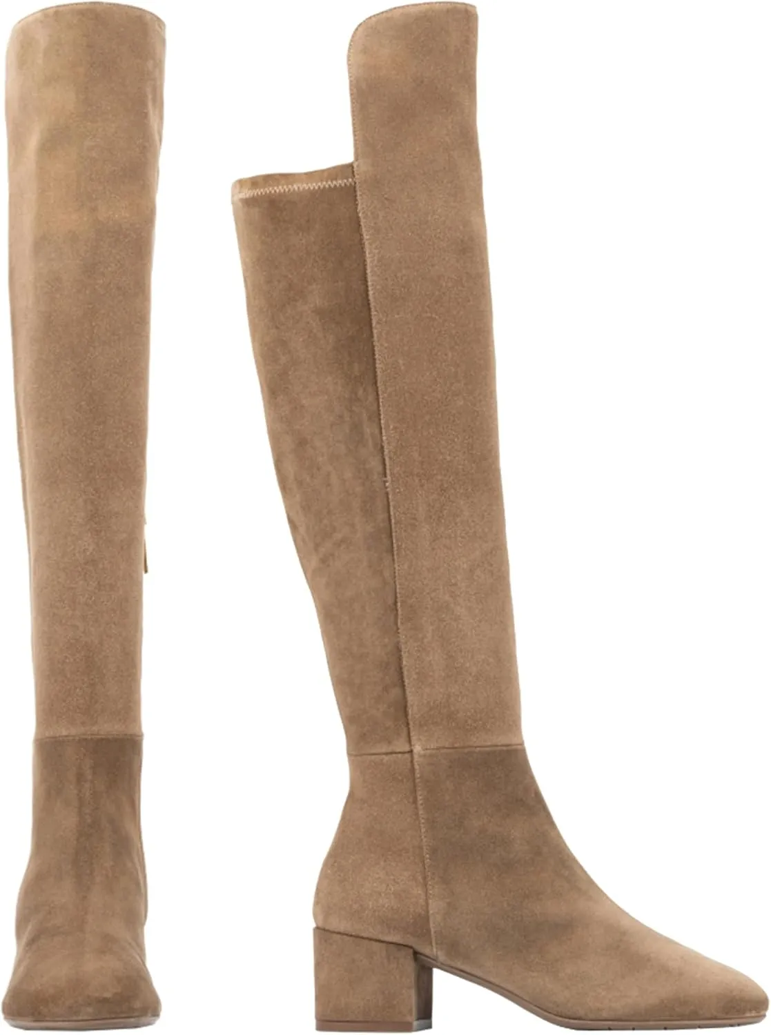 Aquatalia Women's Jasmina Boots, suede upper, fabric lining, round toe, rubber outsole.