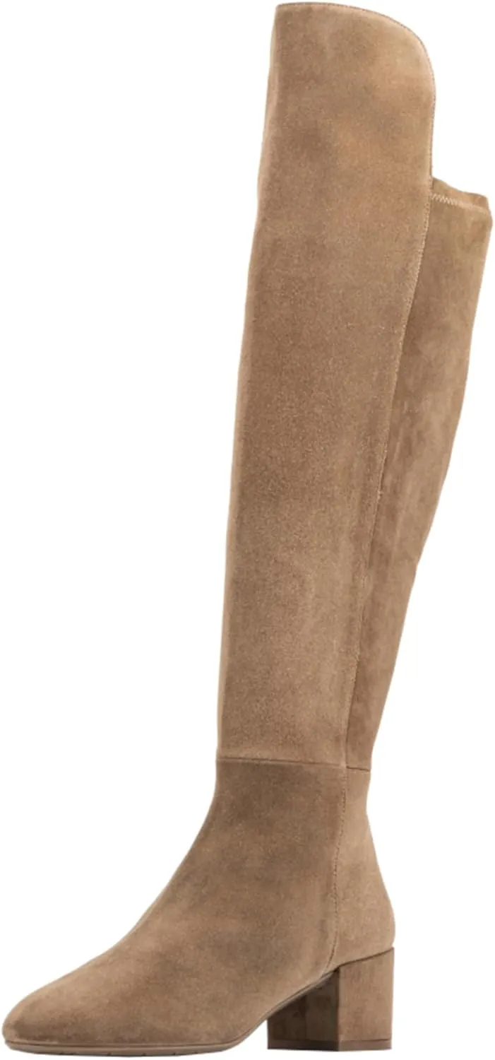 Aquatalia Women's Jasmina Boots, suede upper, fabric lining, round toe, rubber outsole.