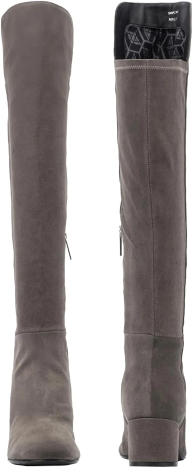 Aquatalia Women's Jasmina Boots, suede upper, fabric lining, round toe, rubber outsole.