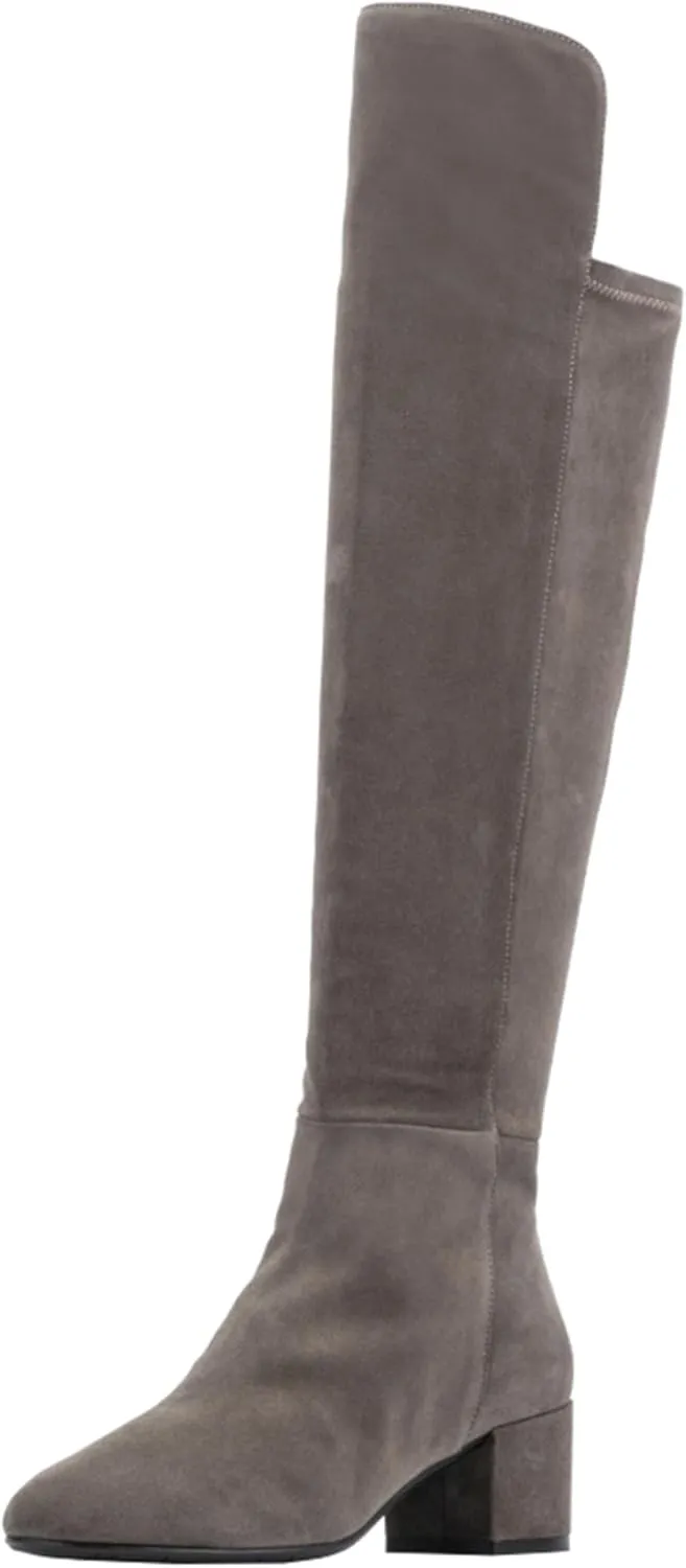 Aquatalia Women's Jasmina Boots, suede upper, fabric lining, round toe, rubber outsole.