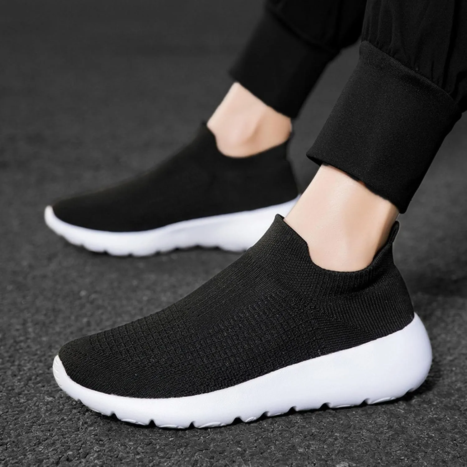 Arch Support Non Slip Minimalist Shoes for Men Outdoor Athletic Slip-On Hiking Shoe Casual Elderly Lace Up Shoes