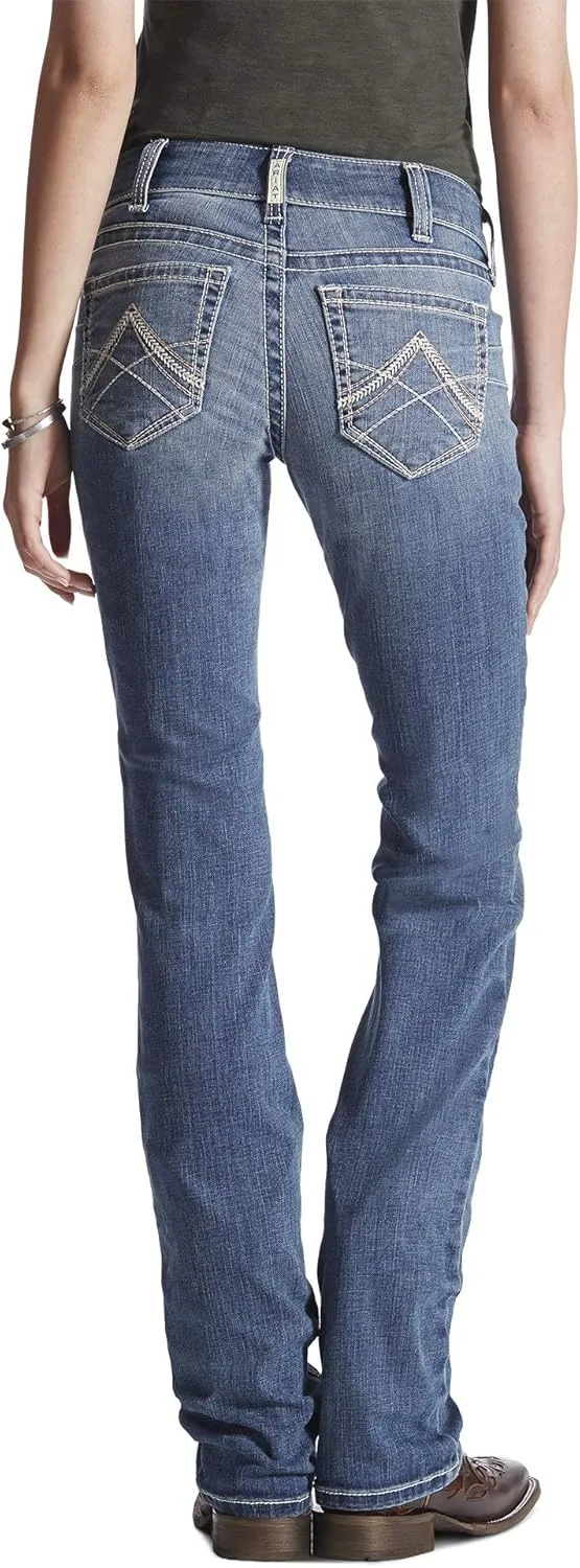 ARIAT Women's R.e.a.l. Mid Rise Stretch Icon Stackable Straight Leg Jean