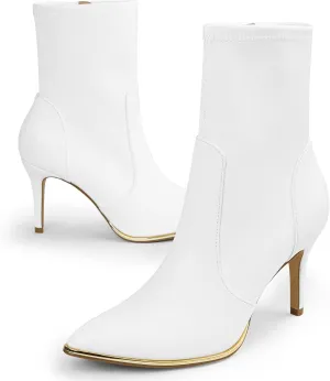 Arromic Women's Ankle Boots Pointed Toe Sexy Stiletto High Heels Ankle Booties Lightweight Comfortable Slip on Zipper Boots Booties for Women Dress