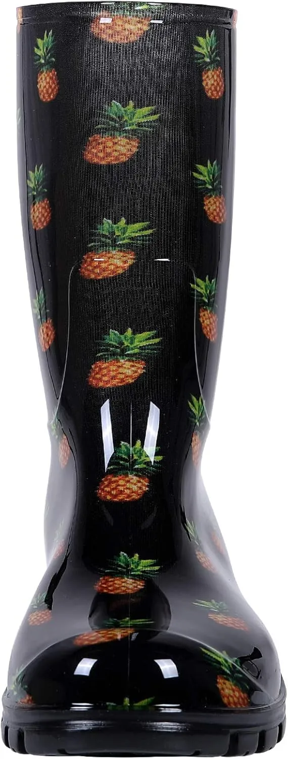 Asgard Women's Mid Calf Rain Boots Printed Waterproof Rubber Boots Short Garden Shose