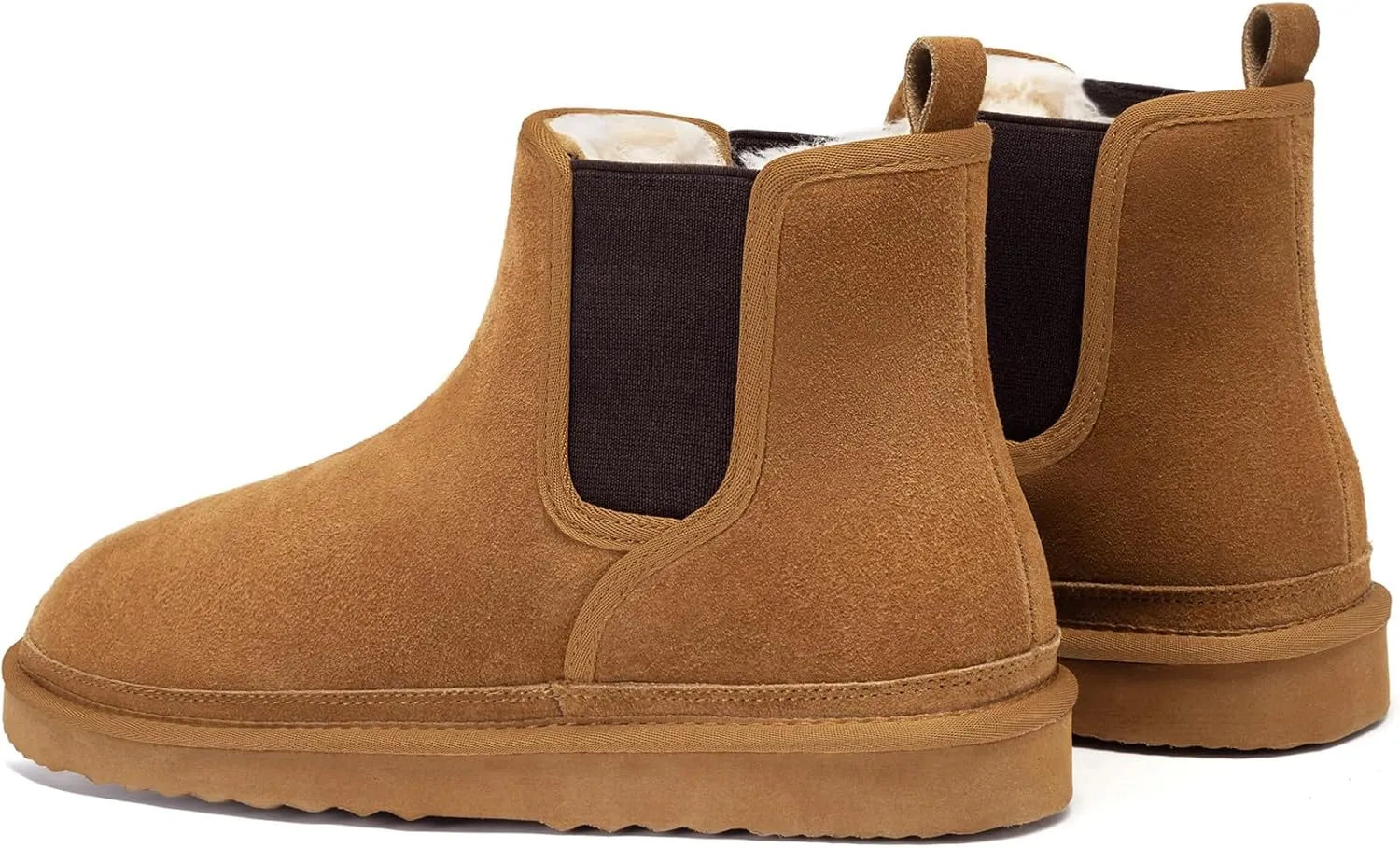 Athlefit Men's Winter Snow Boots for Men Suede Chelsea Boots Casual Warm Anti-Slip Chelsea Boots