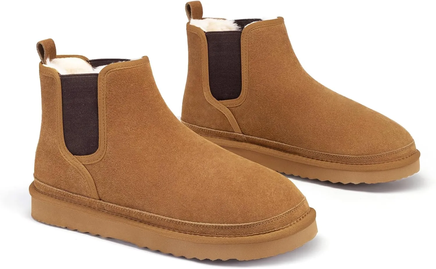 Athlefit Men's Winter Snow Boots for Men Suede Chelsea Boots Casual Warm Anti-Slip Chelsea Boots