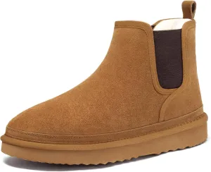 Athlefit Men's Winter Snow Boots for Men Suede Chelsea Boots Casual Warm Anti-Slip Chelsea Boots