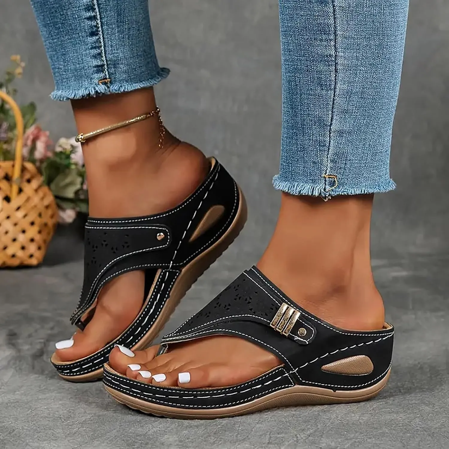 Avylays Orthopedic Sandals for Women,Breathable Mesh Sports Sandals With Non-Slip Sole,Wedge Heel Thick-Soled Sandals