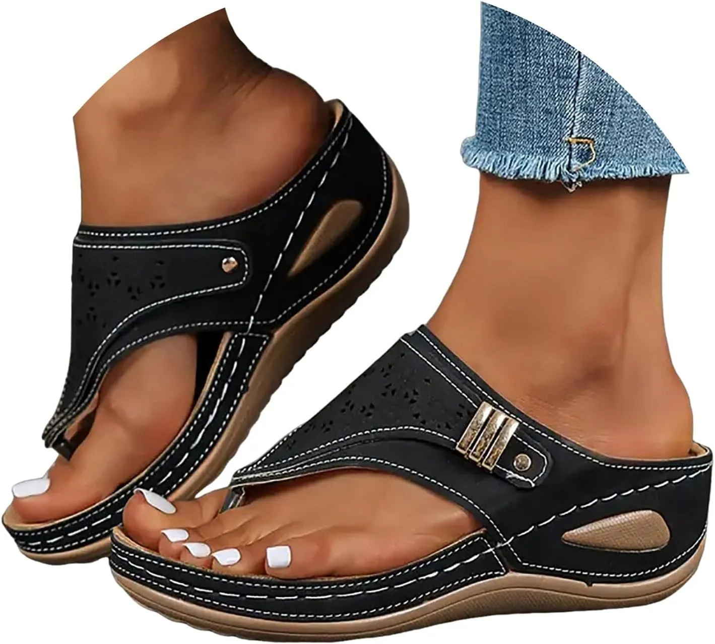 Avylays Orthopedic Sandals for Women,Breathable Mesh Sports Sandals With Non-Slip Sole,Wedge Heel Thick-Soled Sandals