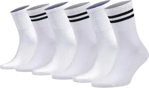 AWS/American Made Tennis Crew Socks for Women Striped Extra Thin 6 Pairs