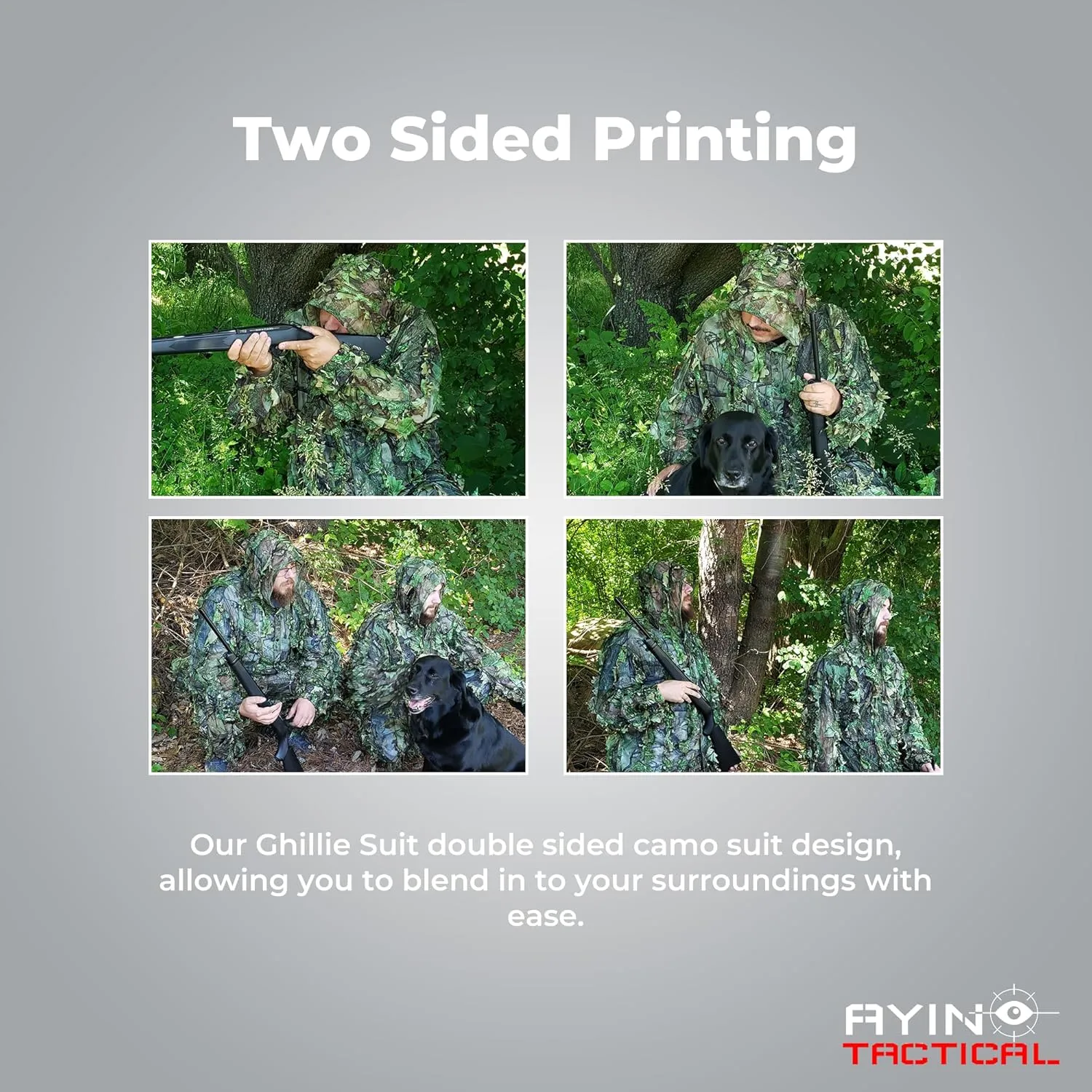 AYIN Ghillie Suit For Men, Hunting Suits 3D Leaf Bush Gillie Suit Camo Turkey Hunting, Hooded Gillies Camo Hunting Suits