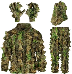 AYIN Ghillie Suit For Men, Hunting Suits 3D Leaf Bush Gillie Suit Camo Turkey Hunting, Hooded Gillies Camo Hunting Suits