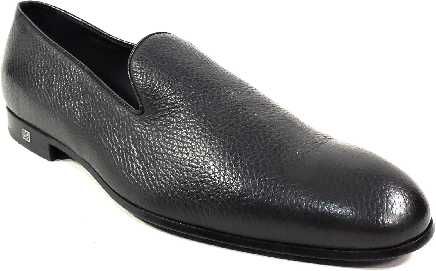 Baldinini Men's Black Deer Leather Loafers, Comfort Slip-On Dress Shoes, Italian Made
