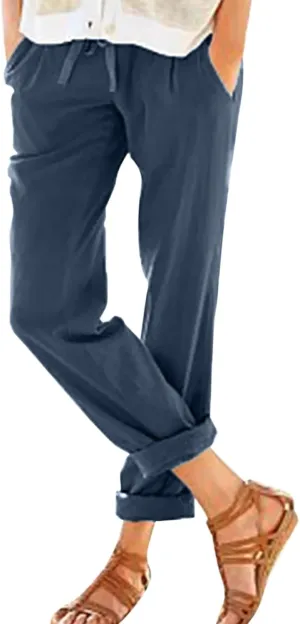 Beach Vacation Women Vacation Outfits Straight Pants with Pockets Linen Outfit Women Summer