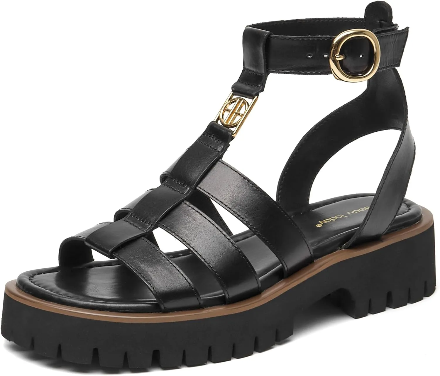 BEAU TODAY Women's Platform Fisherman Sandals, Chunky Gladiator Sandals for Women, Casual Open Toe Lightweight leather Sandals, Fashion Comfortable Dressy Sandals with Ankle Buckle