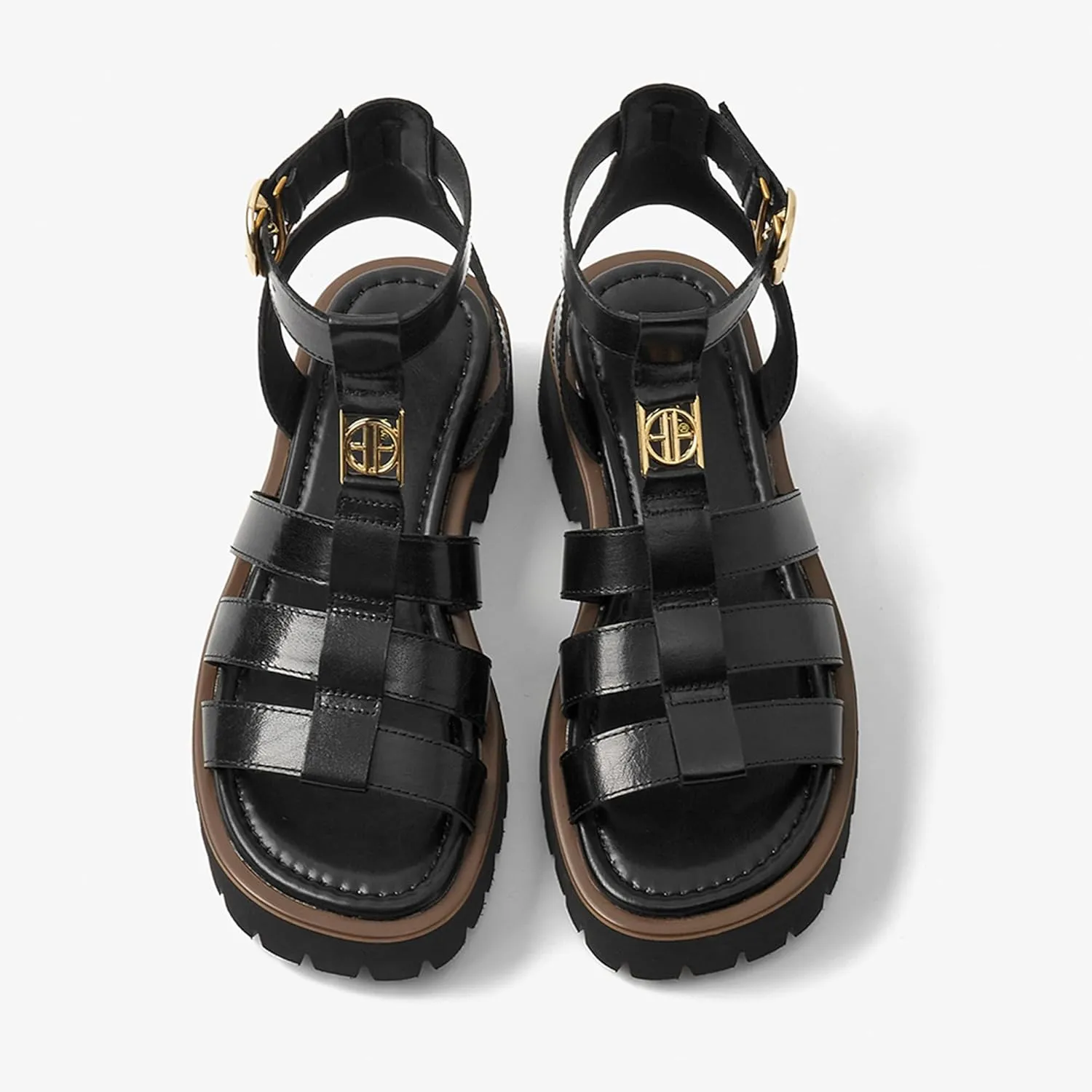 BEAU TODAY Women's Platform Fisherman Sandals, Chunky Gladiator Sandals for Women, Casual Open Toe Lightweight leather Sandals, Fashion Comfortable Dressy Sandals with Ankle Buckle