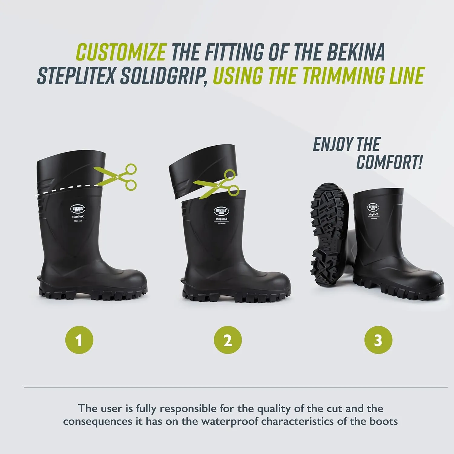 Bekina StepliteX SolidGrip S5 Safety Toe Wellington Boots for Men and Women - Lightweight Waterproof Non Slip Composite Toe Work Boots for Men and Women