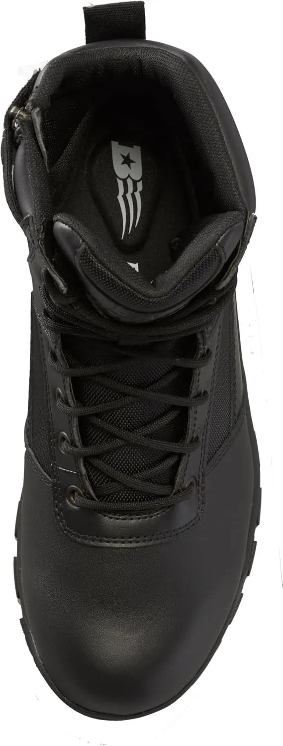 Belleville Spear Point BV918Z 8” Lightweight Black Tactical Boots for Men with Zipper - Designed for Police, EMS, and Security Personnel with Zone Traction Rubber Outsole