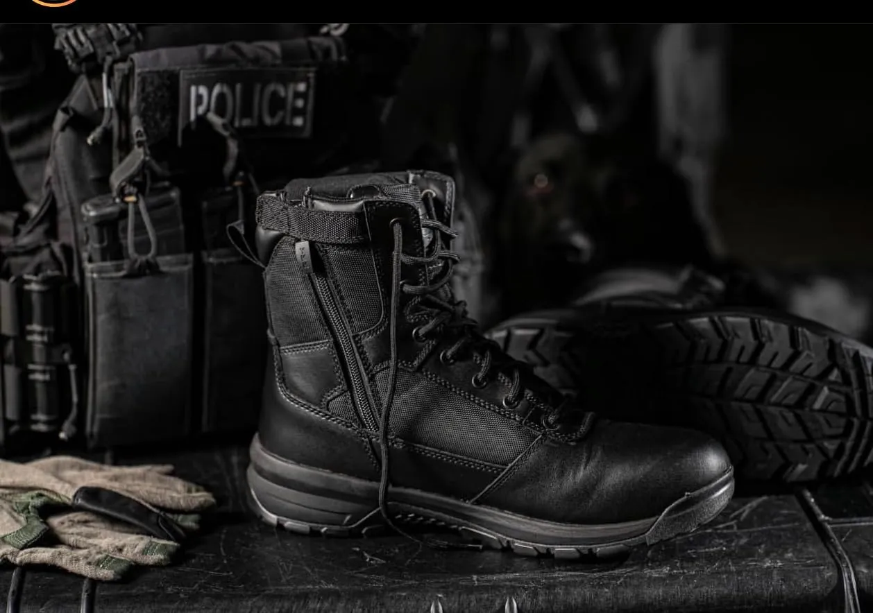 Belleville Spear Point BV918Z 8” Lightweight Black Tactical Boots for Men with Zipper - Designed for Police, EMS, and Security Personnel with Zone Traction Rubber Outsole