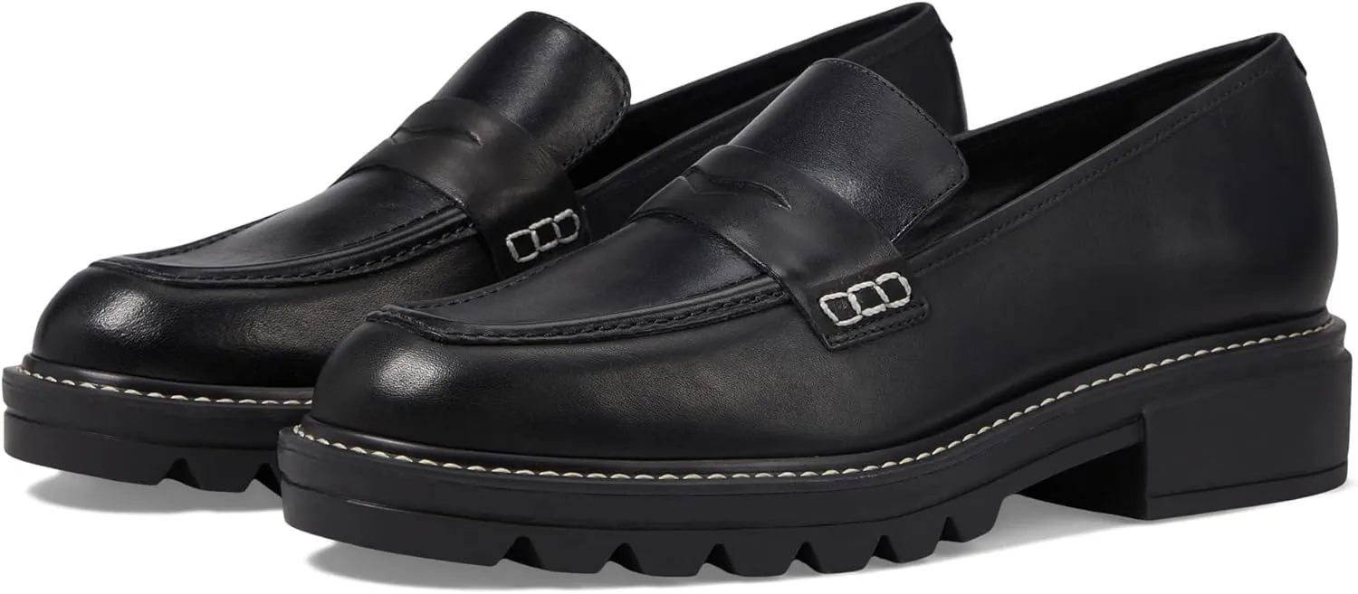 Bernardo Chandler - Shoes for Women - Antique Calf Upper - Leather Lining and Insole - Penny Strap on Vamp Black 9.5 M