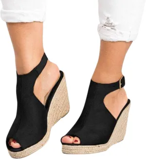 Black Sandals Women Dressy,Womens High Retro Sandals Open Toe Lace Up Platform Heels Shoes Wedges Sandals