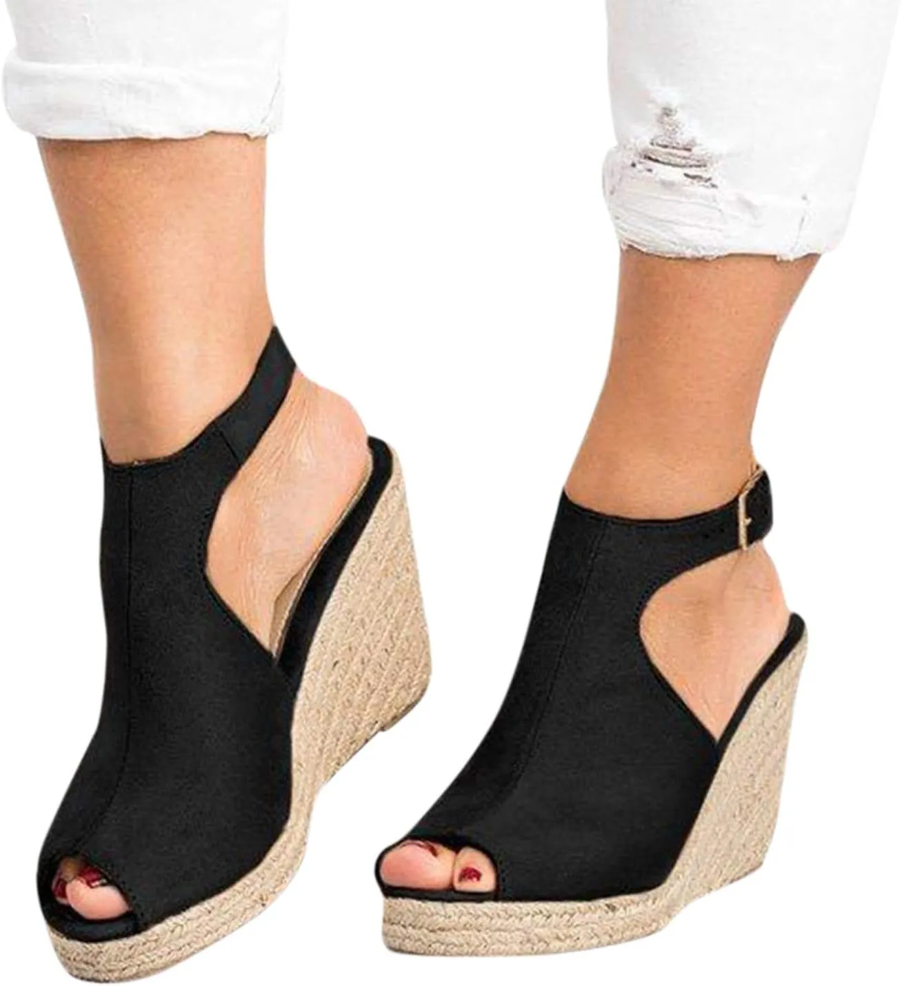Black Sandals Women Dressy,Womens High Retro Sandals Open Toe Lace Up Platform Heels Shoes Wedges Sandals